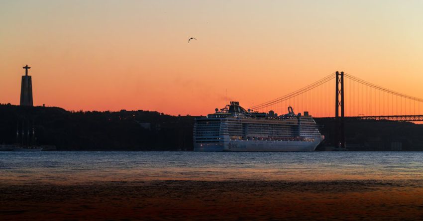 Bosphorus Cruise - Cruise Ship Sailing on Bosphorus in Istanbul at Sunset