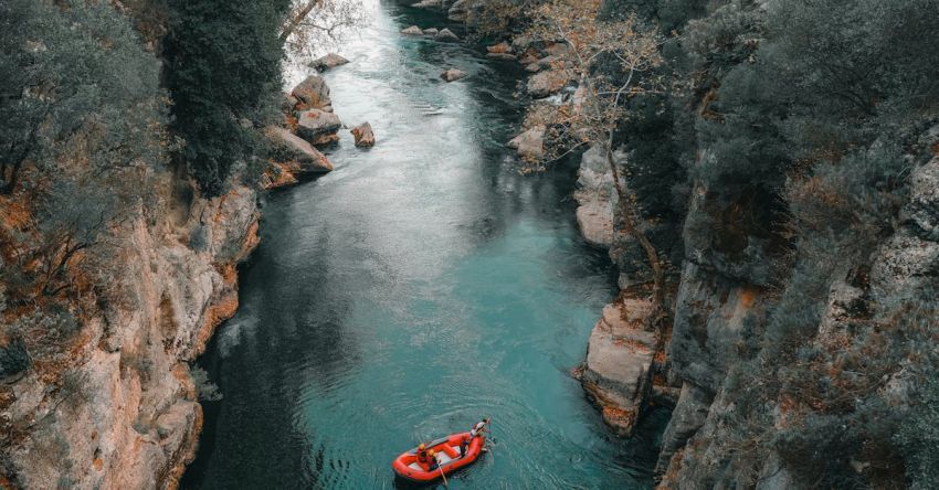 Koprulu Canyon - Inflatable Raft on a River in a Valley